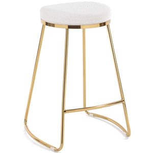 English Elm Jane Boucle Upholstered Accent Stool with Tapered Legs for Vanity or Bedroom B183P201643