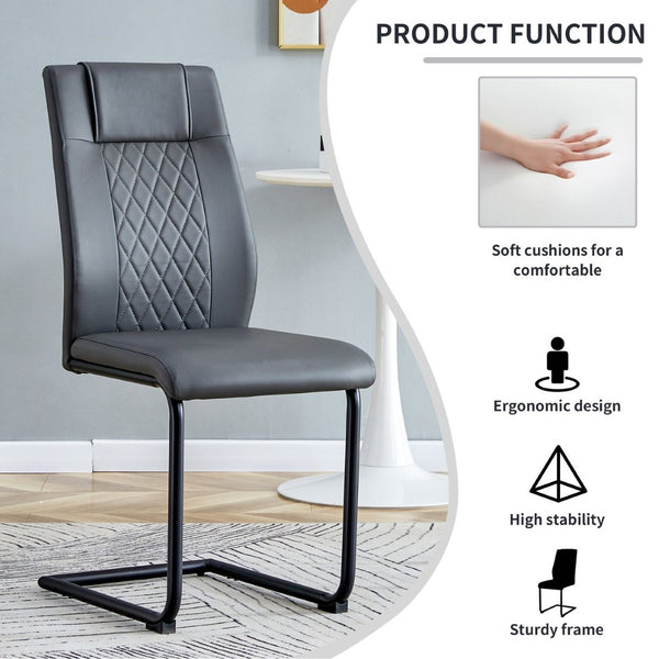 English Elm Modern Pu Leather Dining Chairs with Metal Frame Cushioned Seating Set of 4 W1151112848