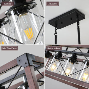 English Elm (same as W1340p155971) Redwood Iron 5-light Rectangle Chandelier for Kitchen Island Dining W1340P206646