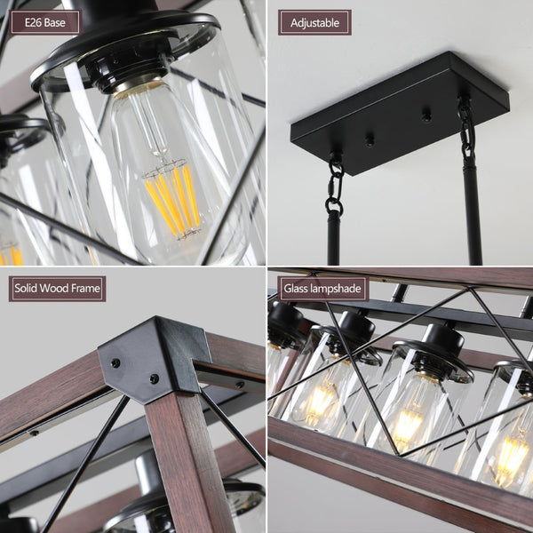 English Elm (same as W1340p155971) Redwood Iron 5-light Rectangle Chandelier for Kitchen Island Dining W1340P206646