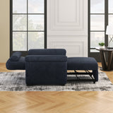 Hearth and Haven Yearn Fabric Upholstered Sofa Bed with Lumbar Pillow and Metal Frame, Dark Blue BS319895AAC