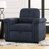 Hearth and Haven Yearn Fabric Upholstered Sofa Bed with Lumbar Pillow and Metal Frame, Dark Blue BS319895AAC