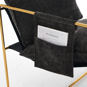 English Elm 2 Upholstered Hanging Armchair with Gold-Plated Frame, Crushed Foam Comfort, Sturdy 350 lb Support Dark Gray W1901P147317