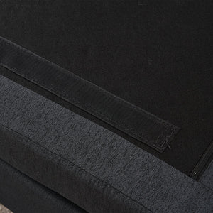 English Elm Dark Gray Tufted Upholstered Armchair with Storage Ottoman, Cup Holders, Side Pocket & Metal Frame W1901P149126