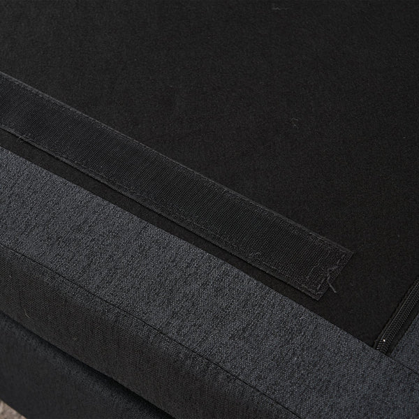 English Elm Dark Gray Tufted Upholstered Armchair with Storage Ottoman, Cup Holders, Side Pocket & Metal Frame W1901P149126