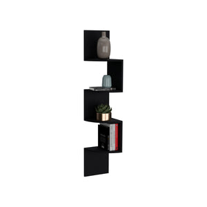English Elm Roy Corner 4-Tier Floating Shelf System for Corners — Space-Saving Pine Display for Books & Plants Black 14.17 L x 13.7 W x 5.9 H B097P167458