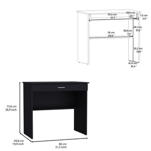 English Elm Montana Storage Desk with Spacious 31.5"W Work Surface, Drawer and Lower Shelf for Home Office Black 35 L x 23.6 W x 31.4 H B097P167466