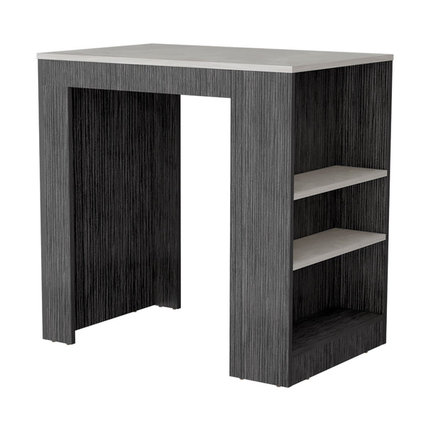English Elm Kitchen Lacour Island with 3-Side Shelves, 36" High Pine Prep Table with Ibiza Marble Top Finish Multicolor 40.1 L x 31.4 W x 3.9 H B097P167445