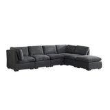 English Elm Convertible Modern Luxury Sectional Sofa Couch For Living Room Quality Corduroy Upholstery Modular Sofa Dark Grey