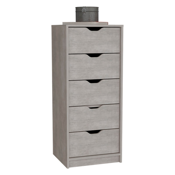 English Elm Dresser Slim 42" 5-Drawer Narrow Chest with Smooth Pull-Out Drawers for Compact Bedroom Storage Gray 45.2 L x 20 W x 5.1 H B097P167437