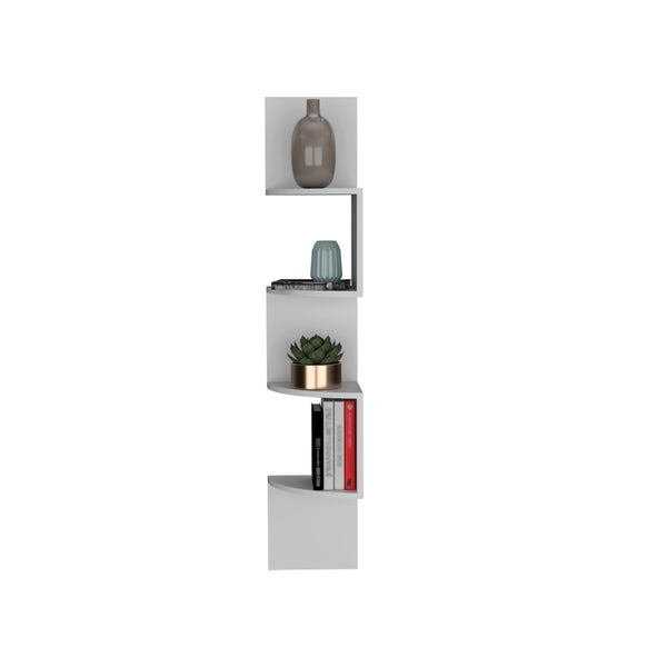 English Elm Roy Corner 4-Tier Floating Shelf System for Corners — Space-Saving Pine Display for Books & Plants White 14.17 L x 13.7 W x 5.9 H B097P167459