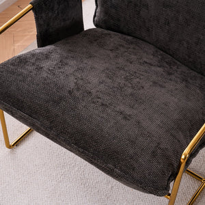 English Elm 2 Upholstered Hanging Armchair with Gold-Plated Frame, Crushed Foam Comfort, Sturdy 350 lb Support Dark Gray W1901P147317