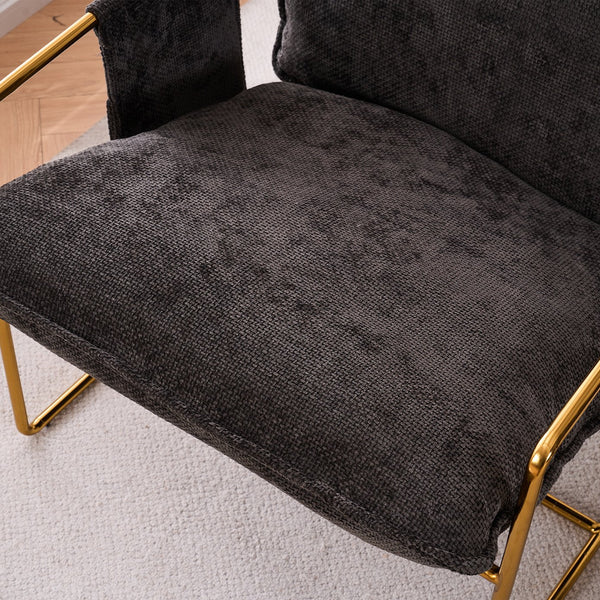 English Elm 2 Upholstered Hanging Armchair with Gold-Plated Frame, Crushed Foam Comfort, Sturdy 350 lb Support Dark Gray W1901P147317