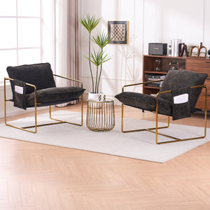 English Elm 2 Upholstered Hanging Armchair with Gold-Plated Frame, Crushed Foam Comfort, Sturdy 350 lb Support Dark Gray W1901P147317