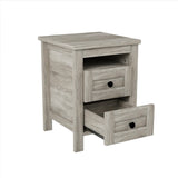 English Elm 2-Drawer Farmhouse Wooden Nightstand With Well-Proportioned Design and Sleek Lines, Wood Side Table With Storage Cabinet For Bedroom, Antique Gray