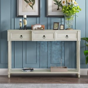 English Elm Trexm Console Table Sofa Table With Drawers For Entryway With Projecting Drawers and Long Shelf (Antique White, Old Sku: Wf189574Aak)