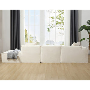 English Elm Modern L-Shaped Modular Sofa Set In Beige Terrycloth - Stylish Minimalist Comfort W2108S00019-GIGA