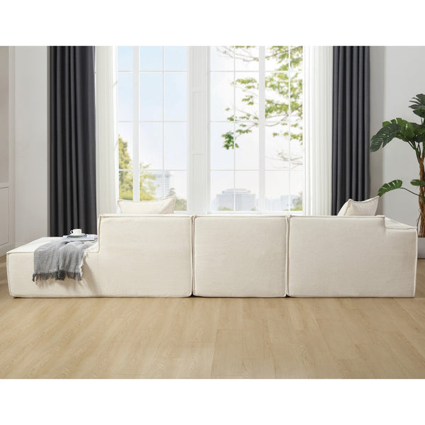 English Elm Modern L-Shaped Modular Sofa Set In Beige Terrycloth - Stylish Minimalist Comfort W2108S00019-GIGA