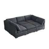 English Elm Convertible Modern Luxury Sectional Sofa Couch For Living Room Quality Corduroy Upholstery Modular Sofa Dark Grey