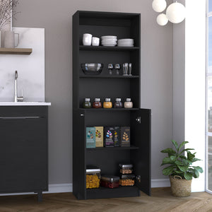 English Elm Vinton Pine 2-Door Bookcase with 3 Upper Open Shelves & Hidden Lower Storage, Black Finish B097P167423
