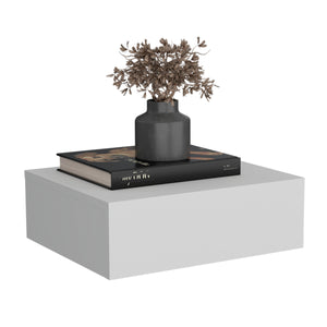 English Elm Floating Nightstand Wall-Mounted Bedside Shelf with Drawer and Spacious Top Surface for Small Rooms White 20.07 L x 16.9 W x 3.54 H B097P167433