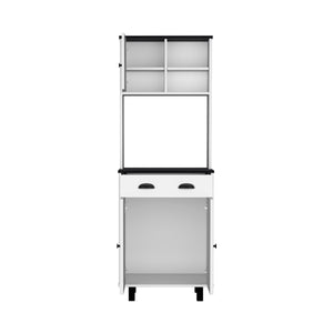 English Elm DEPOT Waco 67" H Kitchen Pantry Cabinet with Drawer, Shelves and Doors for Organized Storage and Slim Spaces White+Black 37.8 L x 18.5 W x 7.87 H B097P167430
