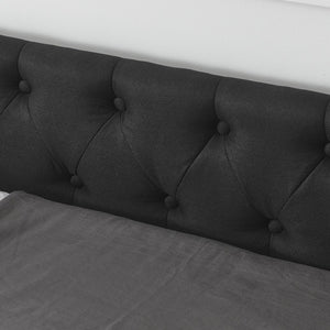 English Elm Queen Upholstery Daybed with Storage Drawers, Tufted Back & Nailhead Arms, 80"x60" Sleeper, 500lb Capacity Black W1413S00033