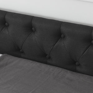 English Elm Queen Upholstered Tufted Daybed Sofa with Storage Drawers and Nailhead Arm Detail Black W1413S00194