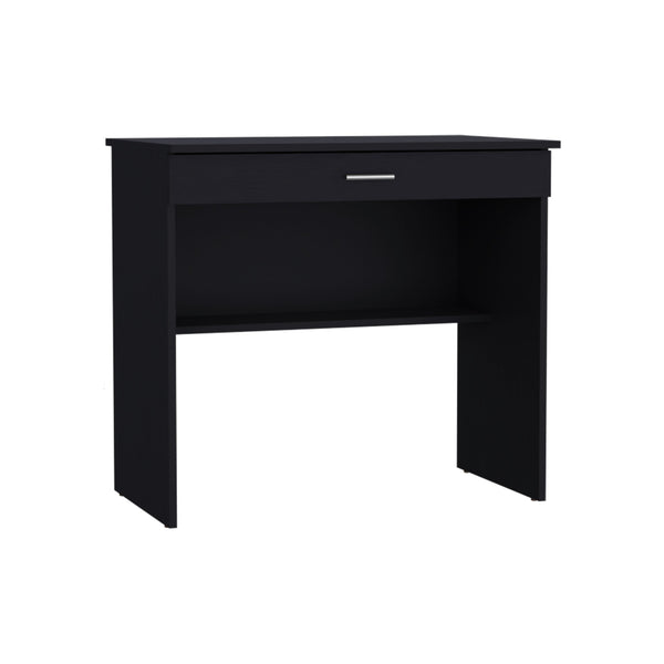 English Elm Montana Storage Desk with Spacious 31.5"W Work Surface, Drawer and Lower Shelf for Home Office Black 35 L x 23.6 W x 31.4 H B097P167466