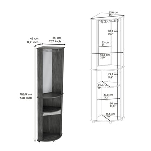 English Elm Nashville Corner Bar Cabinet with Wine Glass Rack, Mirrored Back, Three-Tier Shelves & Pine Craftsmanship Oak 42.1 L x 24.8 W x 5.5 H B097P167444
