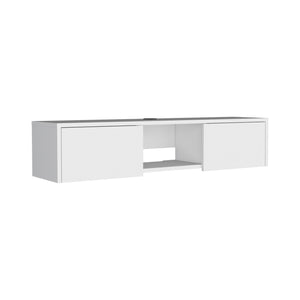 English Elm Adel Wall-Mounted TV Stand with 2 Doors and Cable Management, White Floating Media Console B097P167457