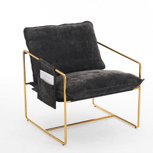 English Elm 2 Upholstered Hanging Armchair with Gold-Plated Frame, Crushed Foam Comfort, Sturdy 350 lb Support Dark Gray W1901P147317