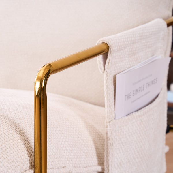 English Elm 2 Upholstered Hanging Armchair with Gold-Plated Frame, Crushed Foam Comfort, Sturdy 350 lb Support Beige W1901P147316