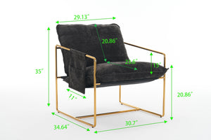 English Elm 2 Upholstered Hanging Armchair with Gold-Plated Frame, Crushed Foam Comfort, Sturdy 350 lb Support Dark Gray W1901P147317
