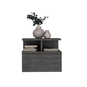 English Elm Floating Nightstand Wall-Mounted Bedside Shelf with Drawer and Spacious Top Surface for Small Rooms Oak 18.1 L x 17.3 W x 3.9 H B097P167442