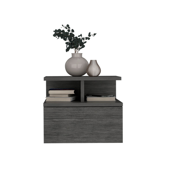 English Elm Floating Nightstand Wall-Mounted Bedside Shelf with Drawer and Spacious Top Surface for Small Rooms Oak 18.1 L x 17.3 W x 3.9 H B097P167442