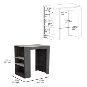 English Elm Kitchen Lacour Island with 3-Side Shelves, 36" High Pine Prep Table with Ibiza Marble Top Finish Multicolor 40.1 L x 31.4 W x 3.9 H B097P167445