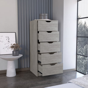 English Elm Dresser Slim 42" 5-Drawer Narrow Chest with Smooth Pull-Out Drawers for Compact Bedroom Storage Gray 45.2 L x 20 W x 5.1 H B097P167437