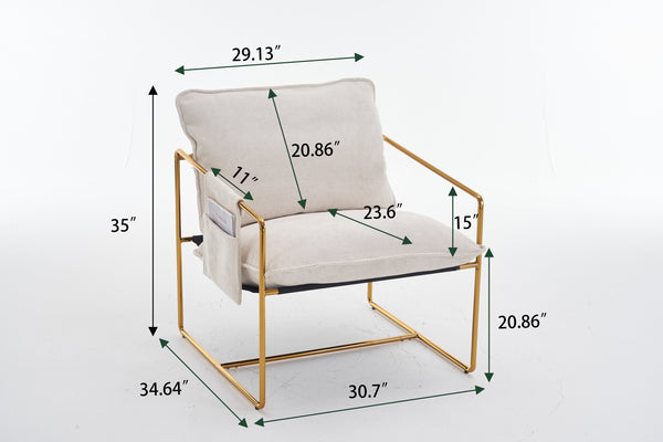 English Elm 2 Upholstered Hanging Armchair with Gold-Plated Frame, Crushed Foam Comfort, Sturdy 350 lb Support Beige W1901P147316