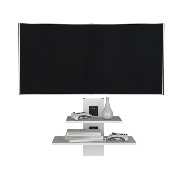 English Elm Havre Dual Floating Shelf Unit with Cable Management, White Pine Finish, Space-Saving Wall Storage B097P167465