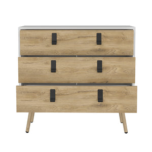 English Elm Dresser Slim 42" 5-Drawer Narrow Chest with Smooth Pull-Out Drawers for Compact Bedroom Storage White+Walnut 36.2 L x 23.2 W x 5.9 H B097P167456