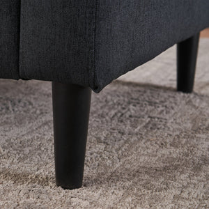 English Elm Dark Gray Tufted Upholstered Armchair with Storage Ottoman, Cup Holders, Side Pocket & Metal Frame W1901P149126