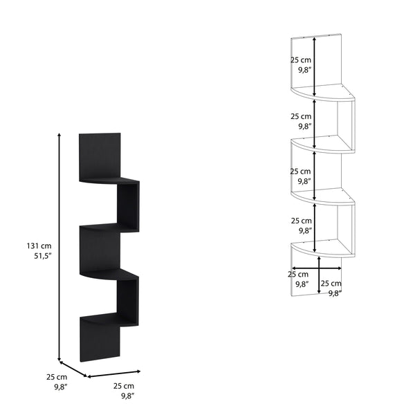 English Elm Roy Corner 4-Tier Floating Shelf System for Corners — Space-Saving Pine Display for Books & Plants Black 14.17 L x 13.7 W x 5.9 H B097P167458