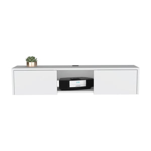 English Elm Adel Wall-Mounted TV Stand with 2 Doors and Cable Management, White Floating Media Console B097P167457