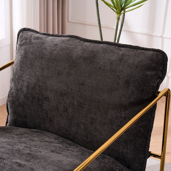 English Elm 2 Upholstered Hanging Armchair with Gold-Plated Frame, Crushed Foam Comfort, Sturdy 350 lb Support Dark Gray W1901P147317