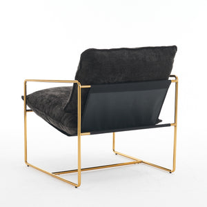 English Elm 2 Upholstered Hanging Armchair with Gold-Plated Frame, Crushed Foam Comfort, Sturdy 350 lb Support Dark Gray W1901P147317