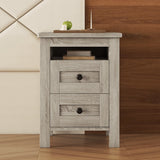 Rustic Wooden Nightstand with Cabinet & 2 Drawers for Space-Saving Storage