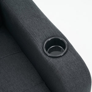 English Elm Dark Gray Tufted Upholstered Armchair with Storage Ottoman, Cup Holders, Side Pocket & Metal Frame W1901P149126