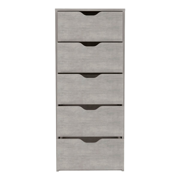 English Elm Dresser Slim 42" 5-Drawer Narrow Chest with Smooth Pull-Out Drawers for Compact Bedroom Storage Gray 45.2 L x 20 W x 5.1 H B097P167437