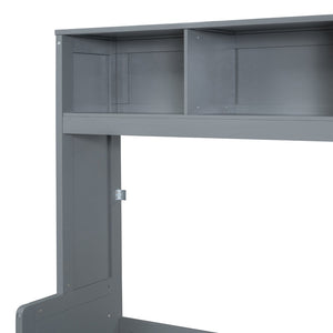 English Elm Queen Murphy Wall Bed with Integrated Wardrobe and Drawers for Studio or Guest Room Gray LP000793AAE-1